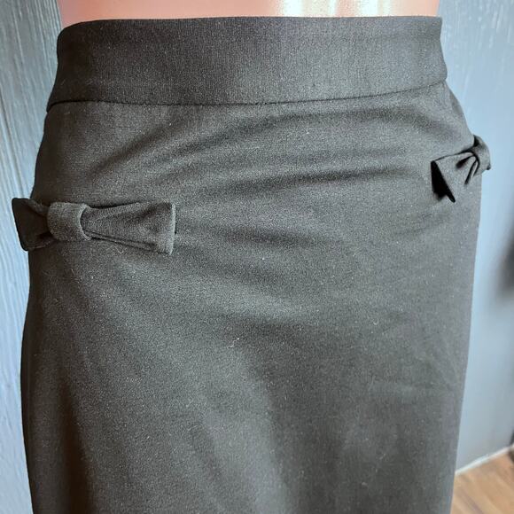 Talbots Navy Blue Pencil Skirt 10 New Without Tag Hip Bows Career Quiet Luxury - Picture 2 of 6